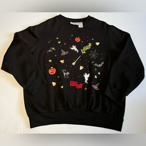 Vintage 90s Basic Edition Halloween Spooky Icons Crewneck Sweatshirt Women XL